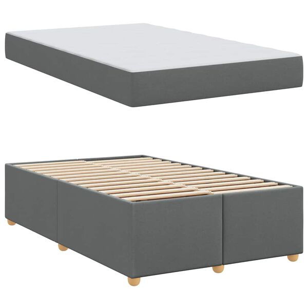 vidaXL Estrutura da Cama com colch&atilde;o Cinza Escuro 120 x 190 cm tecido