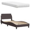 vidaXL Cama com colch&atilde;o 90x190 cm tecido castanho-escuro