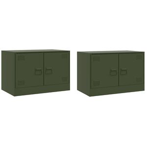 vidaXL M&oacute;veis de TV 2 pcs 67x39x44 cm a&ccedil;o verde azeitona