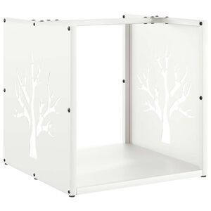 vidaXL Suporte para lenha 40x40x40 cm a&ccedil;o laminado a frio branco
