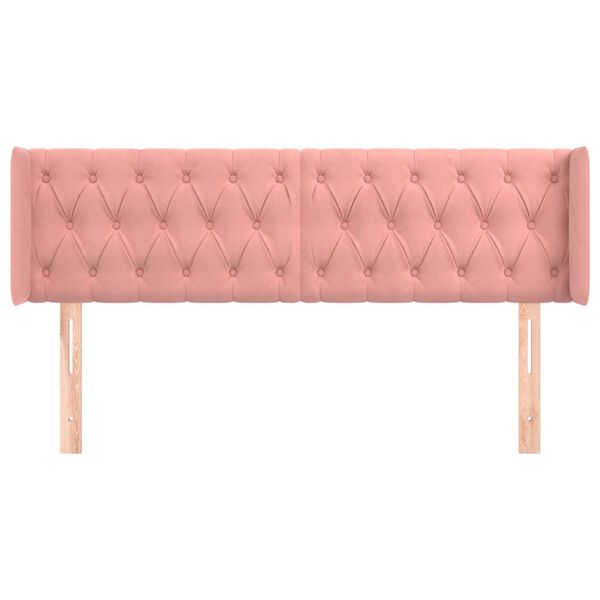 vidaXL Cabeceira de cama c/ abas veludo 163x16x78/88 cm rosa
