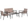 vidaXL Conjunto de Jantar para Jardim 4 unid. Castanho vime PE