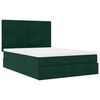 vidaXL Estrutura cama otomana colch&otilde;es 140x200 cm veludo verde escuro
