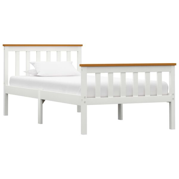 vidaXL Estrutura de cama com 2 gavetas 100x200 cm pinho maci&ccedil;o branco