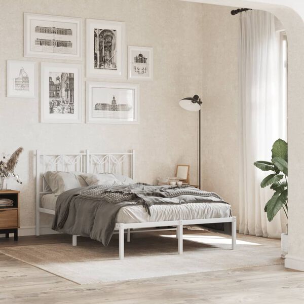 vidaXL Estrutura de cama com cabeceira 120x190 cm metal branco