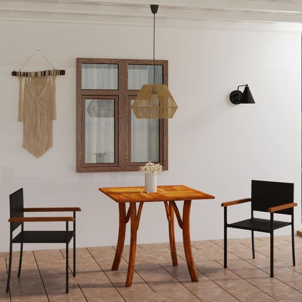 vidaXL 3 pcs conjunto de jantar para jardim preto