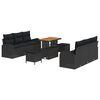 vidaXL Conjunto de Sof&aacute; de Jardim 9 unid. 8-N&uacute;mero de lugares Preto