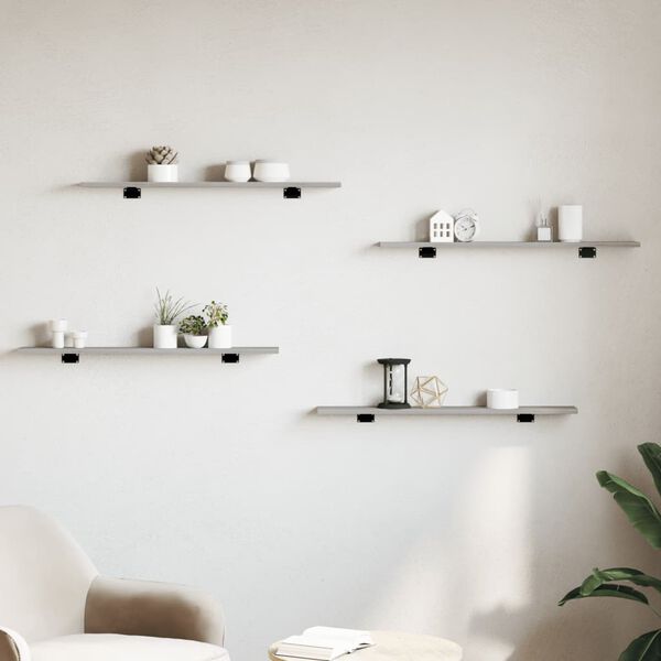 vidaXL Prateleiras de parede 4pcs derivados de madeira cinzento sonoma