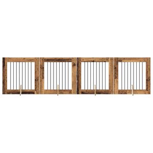 vidaXL Port&atilde;o de C&atilde;o com Suportes 4 pcs Madeira antiga 80 x 80 cm