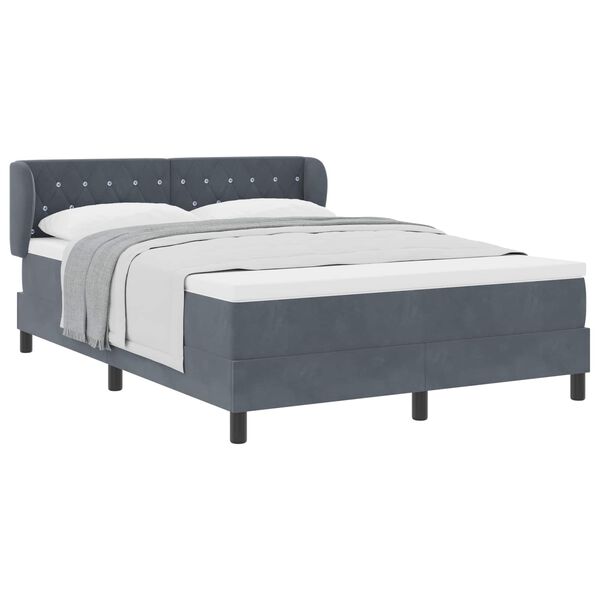 vidaXL Cama Box com colch&atilde;o Cinzento escuro 140 x 200 cm Veludo