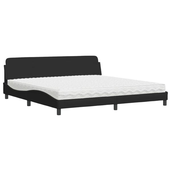 vidaXL Cama com colch&atilde;o Dover 200x200 cm tecido preto