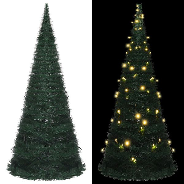 vidaXL &Aacute;rvore Natal pop-up artificial pr&eacute;-iluminada 210 cm verde
