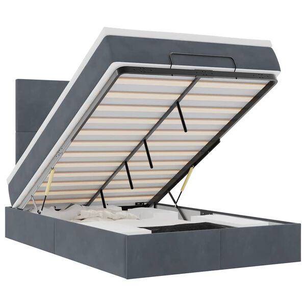 vidaXL Estrutura de cama otomana com colchões cinza escuro Veludo