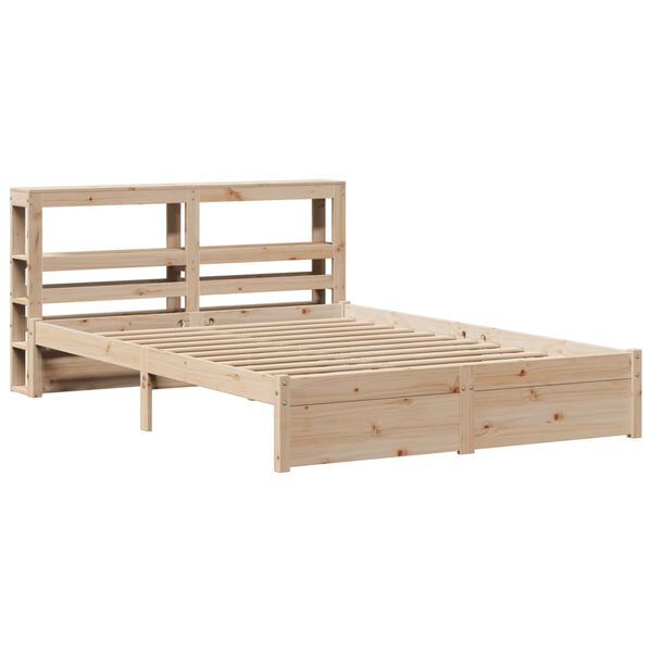 vidaXL Estrutura cama c/ cabeceira 120x190 cm pinho maci&ccedil;o