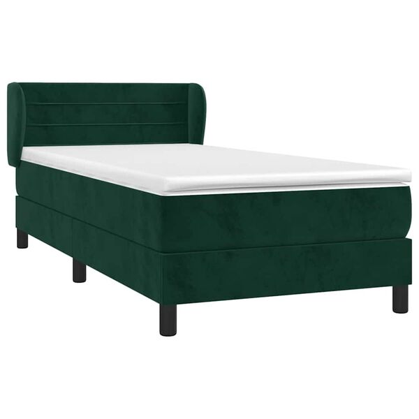 vidaXL Cama com molas/colch&atilde;o 80x200 cm veludo verde-escuro