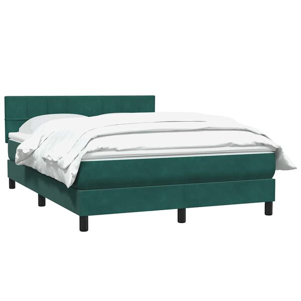 vidaXL Box Cama primavera com Colch&atilde;o Verde Escuro 140x210 cm Veludo