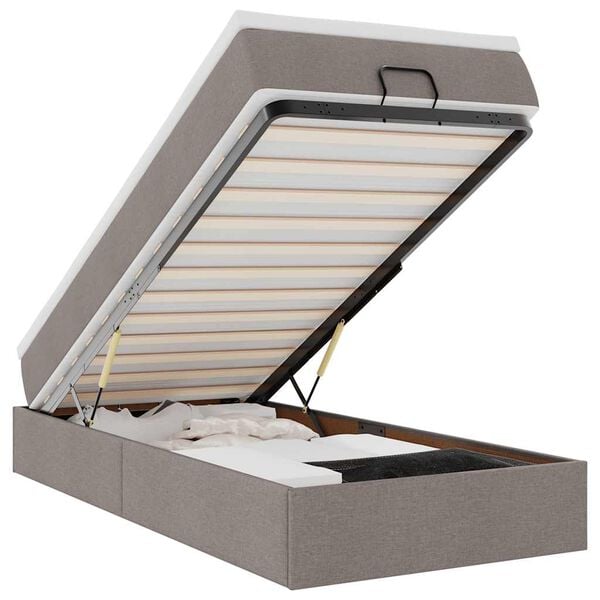 vidaXL Estrutura de cama otomana com colch&atilde;o tecido cinzento 80x200cm