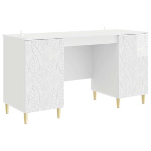 vidaXL Mesa Branco Brilhante 142,5 x 50 x 75 cm Derivados de Madeira