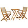 vidaXL 3 pcs conjunto de bistr&ocirc; polipropileno/madeira maci&ccedil;a bege