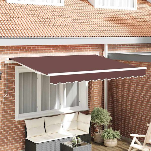 vidaXL Toldo Retr&aacute;til Manual Castanho 250 x 200 cm tecido