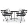 vidaXL 5 pcs conjunto de jantar p/ jardim vime PE preto