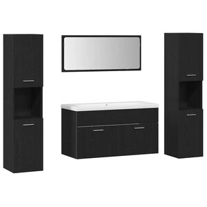 vidaXL Conjunto de M&oacute;veis para Banheiro com porta 4 pcs Carvalho Preto