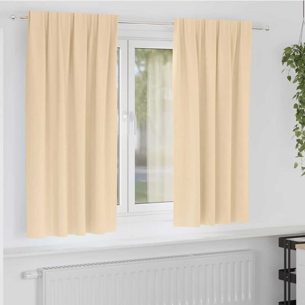 vidaXL Cortinas Blackout com Argolas 2 pcs Creme 175 x 140 cm