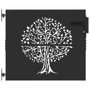 vidaXL Port&atilde;o de Jardim Preto 85 x 100 cm A&ccedil;o com Revestimento em P&oacute;
