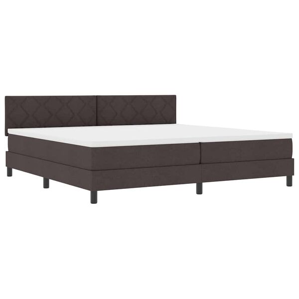 vidaXL Cama Box com cabeceira Manual Marrom Escuro 200 x 200 cm tecido