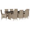 vidaXL 9 pcs conjunto de jantar p/ jardim com almofad&otilde;es vime PE bege