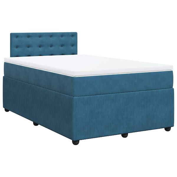 vidaXL Cama boxspring com colch&atilde;o 120x200 cm veludo azul