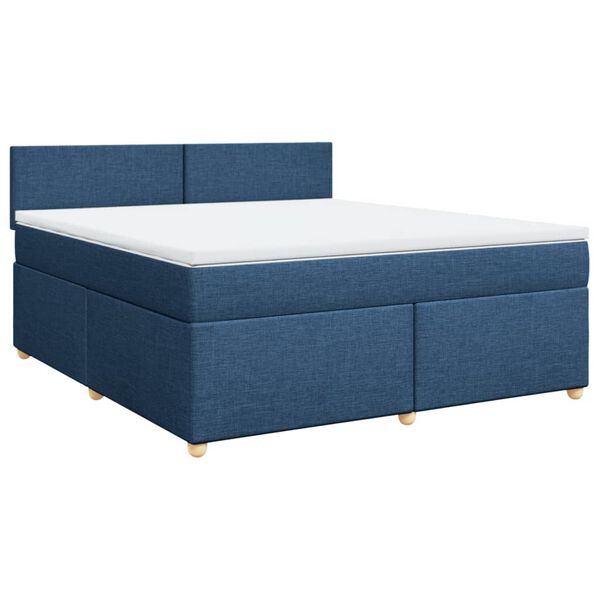 vidaXL Cama com molas/colch&atilde;o 180x200 cm tecido azul
