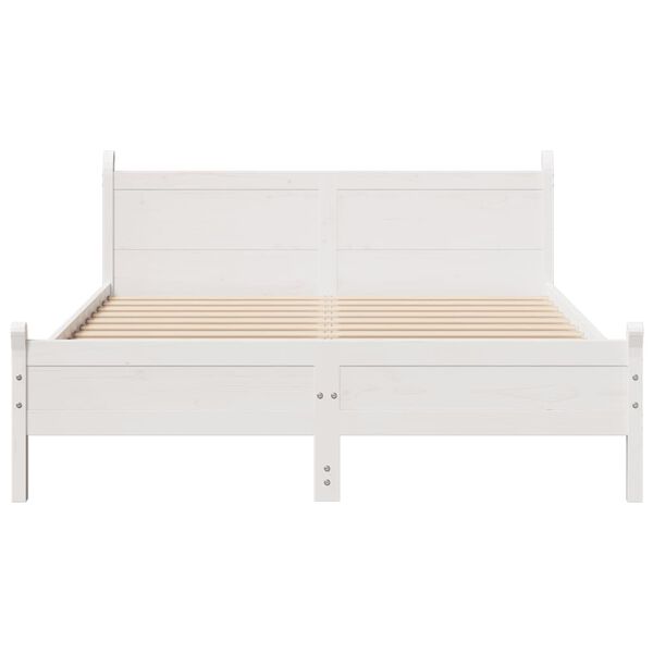 vidaXL Cama sem colch&atilde;o 140x190 cm madeira de pinho maci&ccedil;a branco