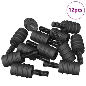 vidaXL Parafuso de Dist&acirc;ncia 12 pcs Preto M4 Borracha e A&ccedil;o