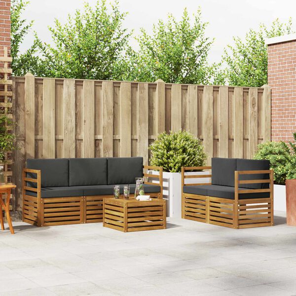 vidaXL Conjuntos de sof&aacute;s com almofada 6 pcs Natural e Antracite