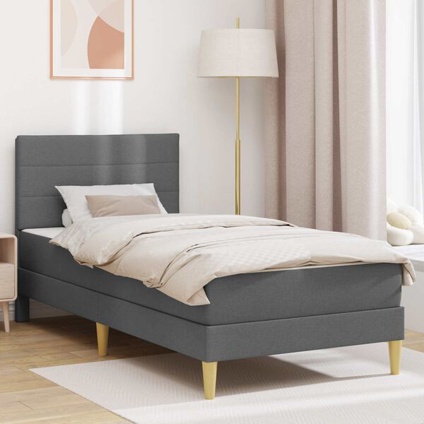 vidaXL Estrutura da Cama Cinza Escuro 90 x 190 cm Poli&eacute;ster