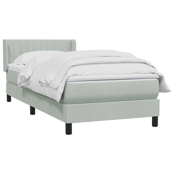 vidaXL Cama com molas/colch&atilde;o cinzento-claro 80x210 cm veludo