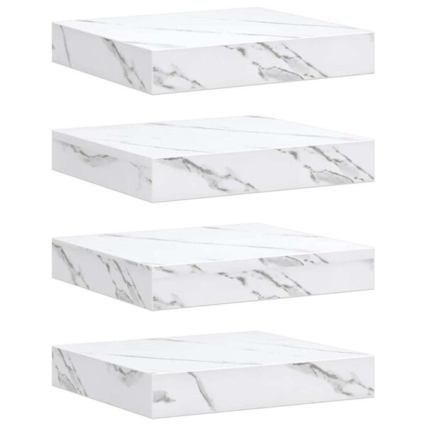 vidaXL Prateleira de Parede 4 pcs M&aacute;rmore Branco 23 x 23,5 x 4 cm