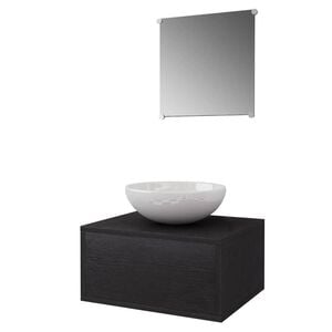 vidaXL M&oacute;veis casa de banho 3 p&ccedil;s e conjunto de bacia preto