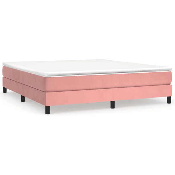 vidaXL Estrutura de cama com molas 160x200 cm veludo rosa