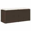 vidaXL Banco de jardim com almofad&atilde;o 110x40x44 cm vime PE castanha