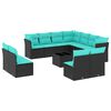vidaXL Conjunto de sof&aacute; de jardim com 12 pe&ccedil;as e almofadas em rattan sint&eacute;tico preto