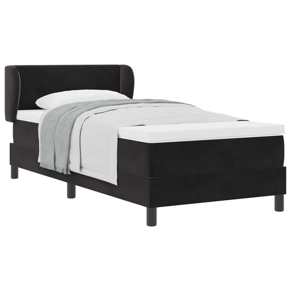 vidaXL Cama Box com colch&atilde;o com cabeceira Preto 80 x 200 cm Veludo