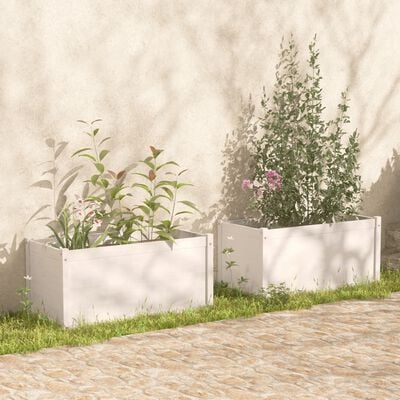 vidaXL Vasos/floreiras de jardim 2 pcs 100x50x50cm pinho maciço branco