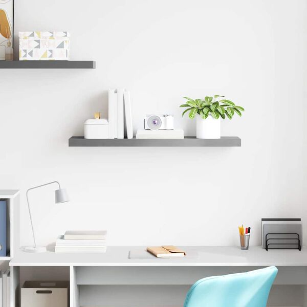 vidaXL Prateleira de parede suspensa 90x23,5x3,8 cm MDF cinzento