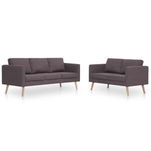 vidaXL 2 pcs conjunto de sof&aacute;s tecido cinzento-acastanhado