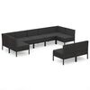 vidaXL 9 pcs conjunto lounge de jardim c/ almofad&otilde;es vime PE preto