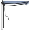 vidaXL Toldo retr&aacute;til manual com postes 3,5x2,5 m azul e branco