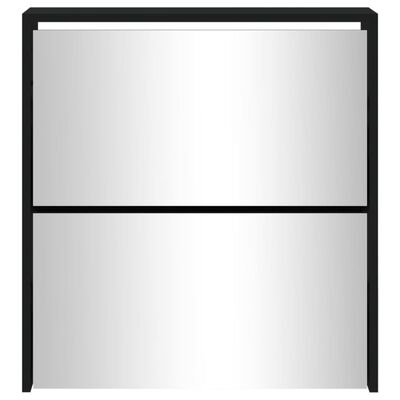 vidaXL Sapateira com espelho de 2 divisórias 63x17x67cm preto