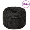 vidaXL Corda de trabalho 20 mm 100 m polipropileno preto